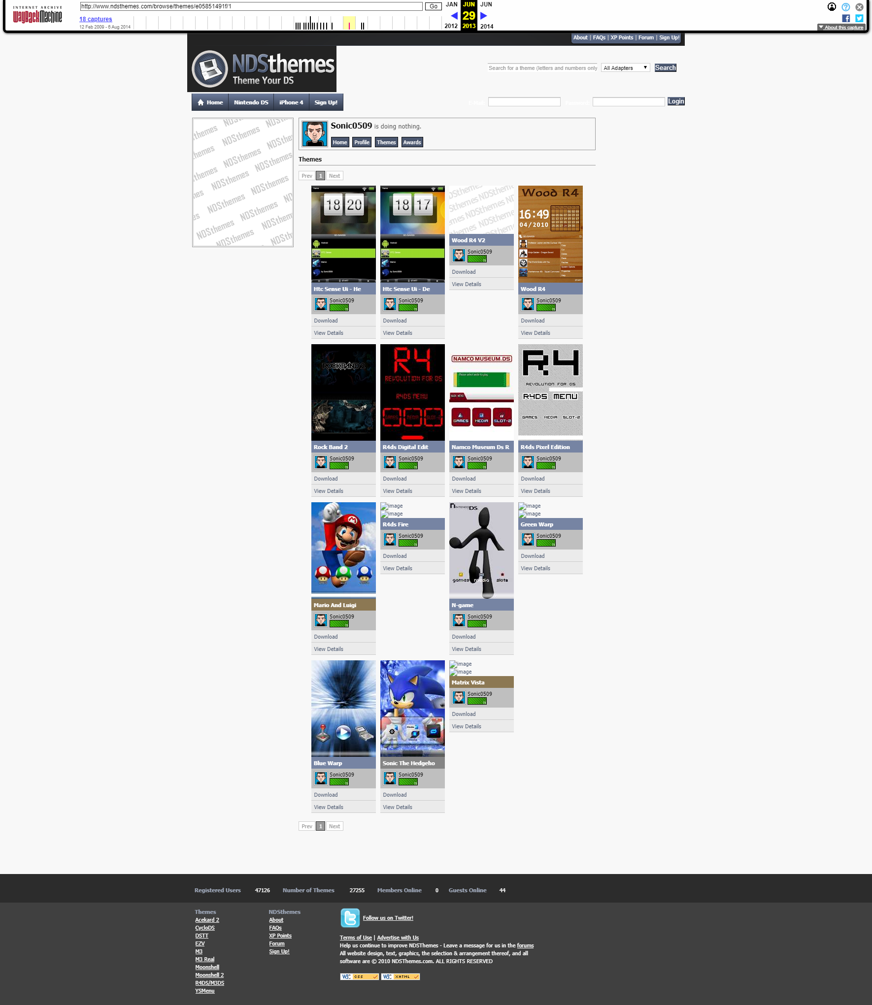 Screenshot z mojego profilu na NDSthemes